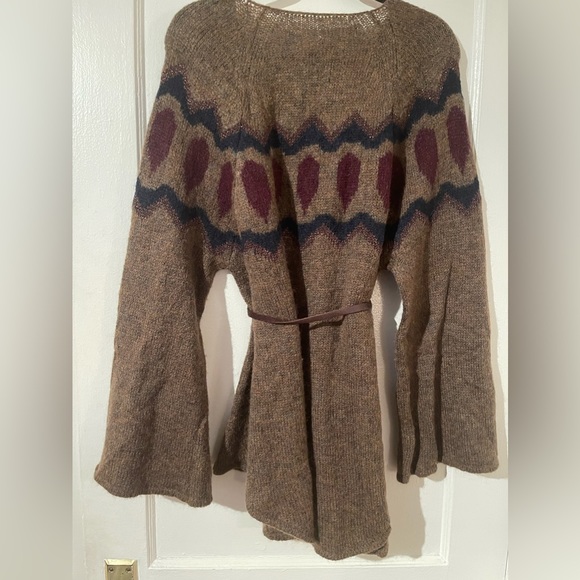 Anthropologie Metallic Bell-Sleeve Sweater w/Leather Tie - Picture 5 of 7